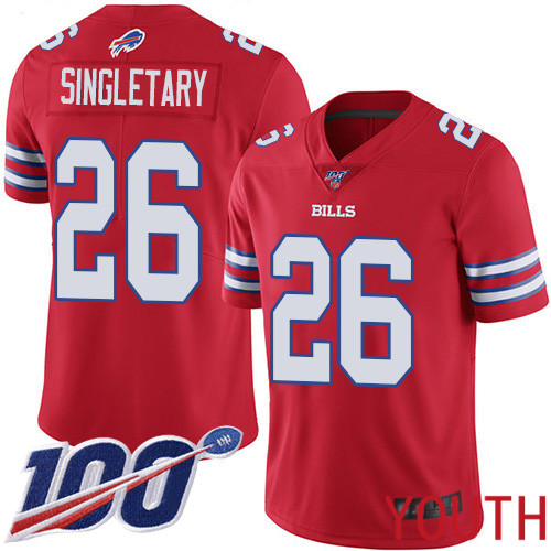 Youth Buffalo Bills #26 Devin Singletary Limited Red Rush Vapor Untouchable 100th Season NFL Jersey